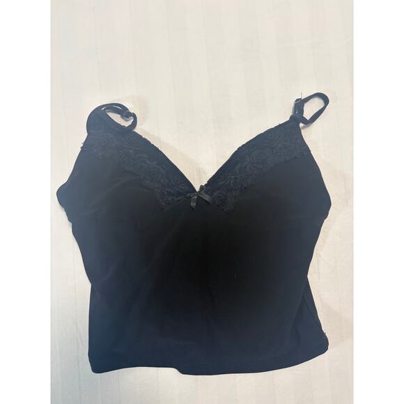 White Fox Boutique Black Lace Trim Camisole Tank Top Size L - Picture 2 of 3